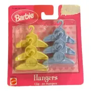 Barbie Clip-On Hangers - Blue Yellow Set of 6 unopened package