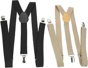 [FOMIYES] 2Pcs Adjustable Y Back Suspenders for Adults Elastic Pant Suspenders with Heavy Duty Clips Unisex School Events