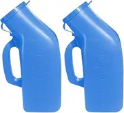 Urinals for Men Thick Firm Portable Urinal, Urine Collection for Hospital, Incontinence, Elderly, Travel Bottle and Emergency (Blue) 2 Packs-1200ml