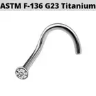 20G 18G IMPLANT GRADE G23 TITANIUM CZ GEM NOSE SCREW STUD NOSTRIL PIERCING RING