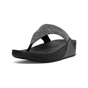 【FitFlop】LULU GLITZ TOE-POST SANDALS金屬亮粉造型夾腳涼鞋-女(靓黑色)