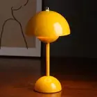 Cordless Mushroom Table Lamp, 3 Color Stepless Dimmable Touch Lamp, Rechargeable