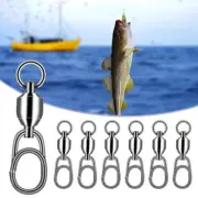 10pcs Bearing Swivel Oval Split Rings Hooked Snap Rolling Swivel Lure Connector