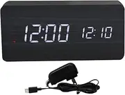 Qkbuza Wooden Digital Alarm Clock | Electronic Time Display | Digital Alarm Clock Electronic Time Display Wooden LED for Bedroom, Bedside