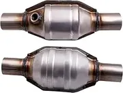 daili store 2" Catalytic Converter High Flow Universal Exhaust - w O2 Sensor Port 53004(2PCS)