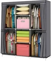 Closet Wardrobe Storage Portable Clothes Rack Organizer Shelf Shelves Space Heav