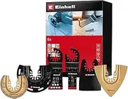 Original Einhell 6-Piece Multi-Tool Set (BIM Plunge-Cut Saw Blade, HCS and Carbide Half-Round Saw Blade, CRV Plunge-Cut Saw Blade, Delta rasp, Flexible Scraper, Quick-Change Container with Open Back)