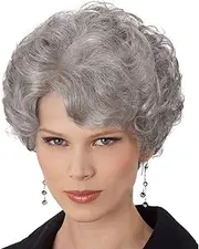 Pixie Cut Wig Human Hair Grey Wig, Short Grey Curly Wigs Human Hair with Bangs for Women, Natural Pixie Cut, Breathable, Glueless, Tangle-Free, Ideal for Costume Parties