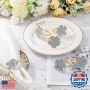 Lewondr Napkin Rings Set of 6 Flowers Napkin Ring Holders Dinner Tables Rings