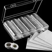 200 Coin Capsules (30mm) with 200 Foam Gasket and 2 Plastic Storage Box for Coin Collection