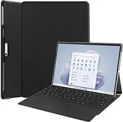 Kepuch Custer Case Compatible for Surface Pro 11/10 / 9,Ultra-Thin PU-Leather Hard Shell Cover - Black