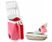 Cat Litter Scoop Portable Kitty Litter Scoop Removable Litter Scooper with Holder Cat Litter Sifter with Bags (Pink)