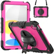MCC Shockproof iPad 10.9" 2022 10th Gen Strap Rugged Case Cover Coloured PC Apple [Magenta]