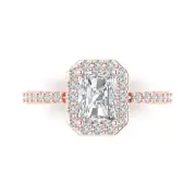 1.87ct Emerald Round Cut Halo Engagement Wedding Bridal Ring 14k Rose Gold