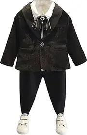 [Kromoc] Boys' Two Pieces Shawl Lapel Suit One Button Sequin Jacket with Trousers Formal Prom Party