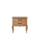 ARINA HAND-CARVED SOLID OAK 2 DRAWER BEDSIDE TABLE LAMP TABLE WHITEWASHED OAK