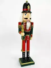 French Royal Army Military King Nutcracker w/ Green Jacket 14" Wood Ashland 2018
