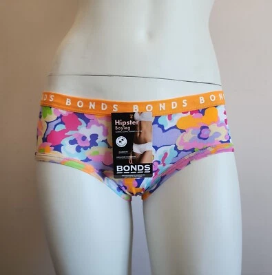 Bonds Ladies WUU7A 0KR Pure Petals Printed Hipster Boyleg Brief Size 20 New
