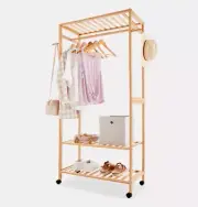 Bamboo Garment Rack With Wheels