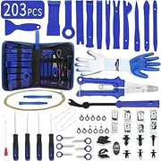 Wetado 203Pcs Trim Removal Tool Kit, Car Panel/Door/Audio Removal Tool Set, Auto Clip Pliers/Fastener Terminal Remover Tool, Push Pin Bumper Retainer Clip, Plastic Pry Tool Set with Storage Bag, Blue
