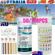 50/100PC 6in1 Chlorine Dip Test Strips Swimming Pool PH Tester Paper DS