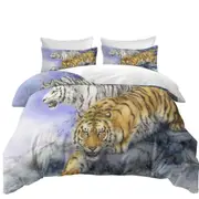 Wild Animal Art White and Orange Tigers Quilt Cover