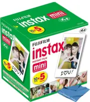 50 Sheets Fujifilm Instax Mini Instant Film + Cloth for all Fuji Mini Cameras