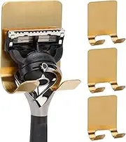 Blueden Self Adhesive Hooks Waterproof Razor Holder in Inside Shower 4 Pack, Metal Heavy Duty Utility Storage Hook.Towel. Loofah Holder for Wall.Hanger Hooks for Bathroom or Kitchen Organisation. Gold