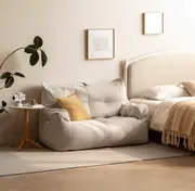 Chubby Plush Fabric Upholstered Small Bean Bag Sofa in Beige/Floor Sofa /120cm