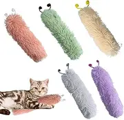 Plush Cat Toys with Catnip - 5X Cat Teething Chew Doll with Caterpillar-Shaped,Multi Functional Bite-Resistant Chewing Supplies for Small Large Kitten Playing