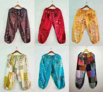 5 Pc Lot Patchwork Harem Pants, Boho Hippie Harem Pants, Wide Leg Bohemian Pant