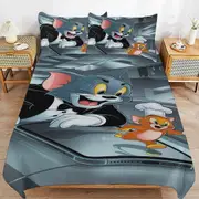v6617 Bed Sheets Bedding Tom And Jerry Cartoon Bedding Sets Ultra Soft Skin-Friendly Duvet Cover 3 Piece, Cute Comforter Cover Bed Set for Boys Girls