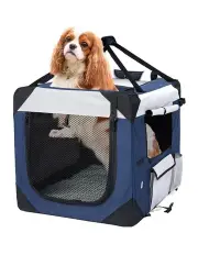 [PaWz] Spacious Outdoor Travel Hand Portable Crate Pet Carrier Bag XL in Blue