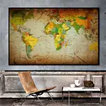 POSSBAY 世界地圖壁掛掛毯背景布攝影背景版畫裝飾