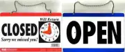 (LOT OF 3) Hy-Ko Sign Open/Closed Plastic CL-1,DOUBLE SIDED,5.75"X 11"