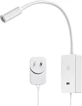 PRINCEWAY LED Wall Sconces Reading Light, Touch Dimmable Desk Lamp for Bedroom Headboard Light with USB Port and Flexible Gooseneck 4 Brightness Levels Neutral White 4000K Lighting