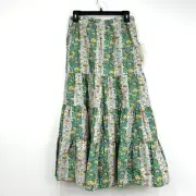 Rhode Target Skirt Womens S Green Floral AOP Maxi Tiered Peasant Cottagecore NWT
