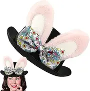 Easter Bunny Ear Top Hat, Cute Costume Rabbit Hat with Ears, Exquisite Easter Cosplay Props, Festive Rabbit Costume Hats for Women, Men for Halloween, Photography