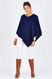 100% Wool Textured Poncho--NBIRD-32