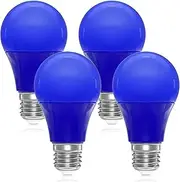 DoRight Blue LED Light Bulbs E27 Screw Base - 9W A19 Blue LED Filament Lamp E27 GLS Coloured Bulb 60W Equivalent Non-dimmable for Home Patio Christmas Holiday Decor Mood Lighting (4-Pack)