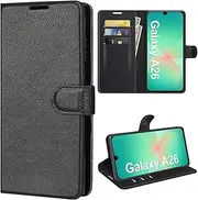 [T Tersely] Wallet Case Cover for Samsung Galaxy A26 4G/5G (2025), Premium Protective PU Leather Flip Magnetic Case with Card Slots Stand Feature - Black