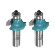 2pcs Roundover Router Bit 1/2 Shank 5/16" Radius Carbide Tip with Bearing Cyan