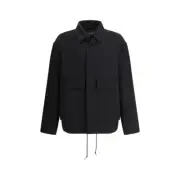 Y-3 Men Black Jacket 100% Polyester Maxi-Print Patch Pockets Drawstring Bomber