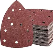 50 PCS Mouse Detail Sandpaper, 60 Grit Palm Sander 11 Holes Hook and Loop Pads, Triangular Sanding Sheets, Abrasive Paper for Mouse Sander