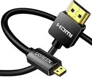 UGREEN 4K@60Hz Micro HDMI to HDMI 2.0 Cable 1M, High-Speed Support 3D HDR ARC Ethernet Audio Return Compatible with Raspberry Pi 4 Hero 7/6/5 Camera