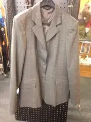 Devon-Aire Ladies Hampton Dark Grey Plaid Hunt Coat Size 12