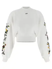 [Off-White] Off-White-Flowers Arrow Felpe Bianco-Donna S