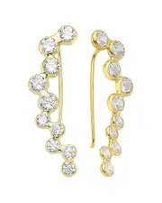 Amorium 18K Gold Over Silver CZ Bubble Ear Cuffs