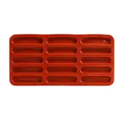 Tiramisu Finger Biscuit Silicone Mould,15 Cavities Cereal Bars Baking Mould,Chocolate Bar Mold, Lon Red