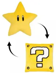 Super Nintendo World Reversible Plush Pillow Star Block Universal Studios Mario